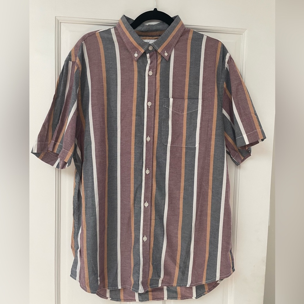 Multicolored Striped Short Sleeve Button Down